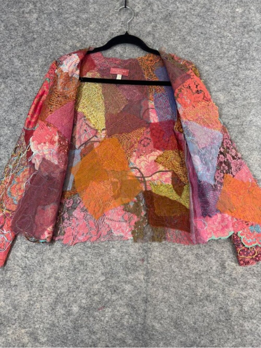 Pazuki London Silk Blend Floral Lace Patchwork Jacket Boho Chic P Small - Picture 9 of 16